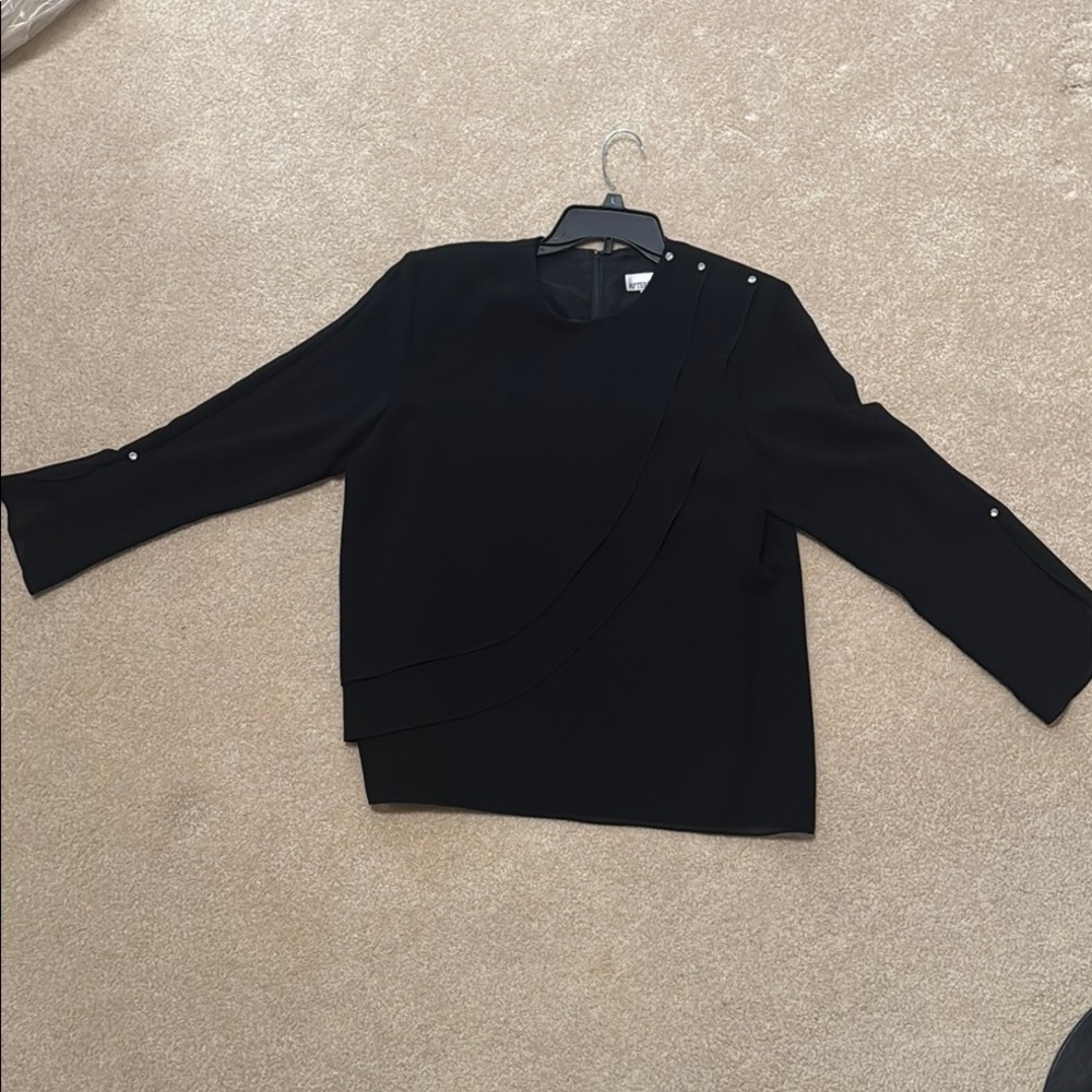 Chic Black Blouse with Button Detail